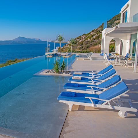 Cool off from the Mediterranean sun in the infinity pool 
