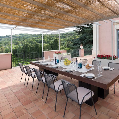 Enjoy alfresco feasts on the grand terrace 