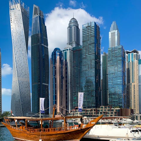 Explore Downtown Dubai, a ten to fifteen-minute drive away