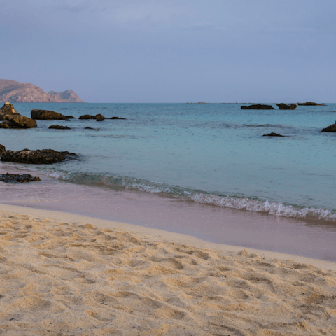 Stroll a few steps to the isolated beach of Laki on the southern Crete coastline