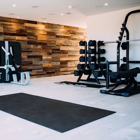 Start mornings with a workout in the shared on-site gym