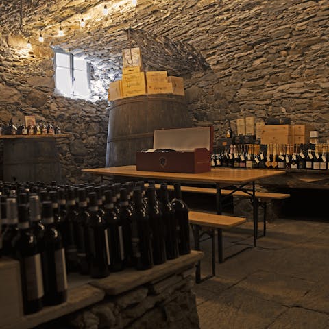 Pick a bottle of local wine from the wine cellar to enjoy with dinner