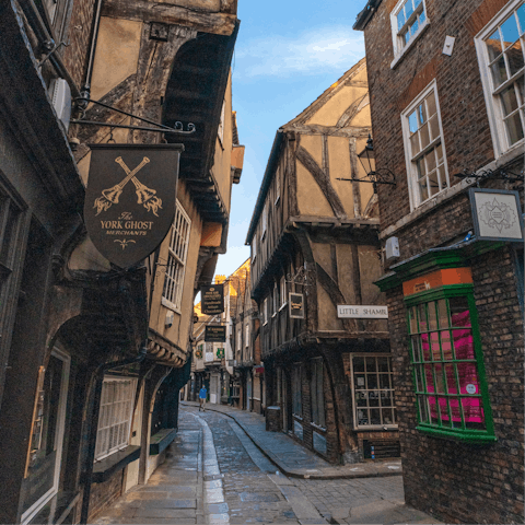 Delve into the medieval streets of the Shambles Market, just a nineteen-minute stroll away