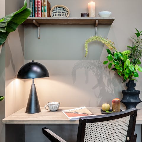 Catch up on work in the stylish office area 