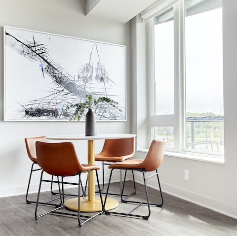 Dine in style in the bright living space