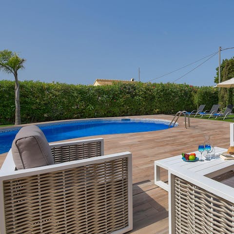 Soak up the sun by the private pool or take a refreshing swim