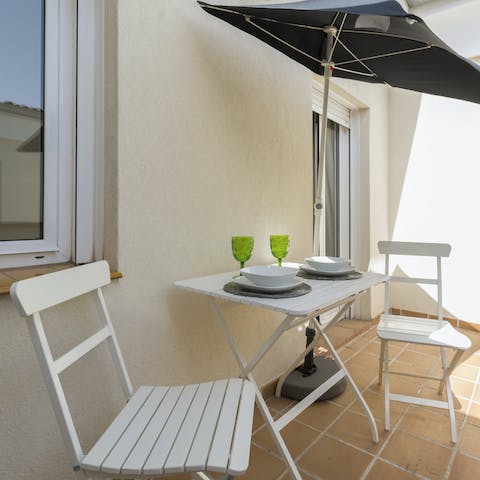 Enjoy a glass of Cava on the terrace