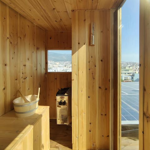 Get a sweat on in the sauna with views of the capital