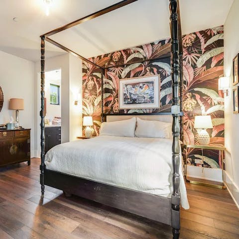 Get some rest in the four-poster bed