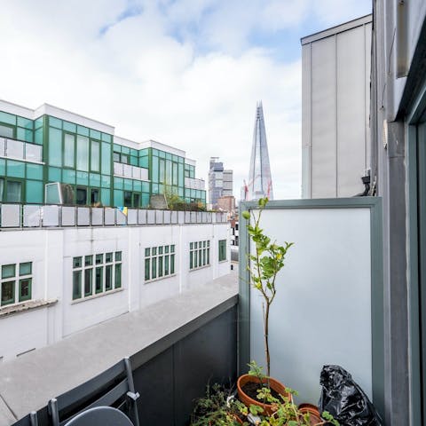 Enjoy glimpses of the Shard from the private balcony