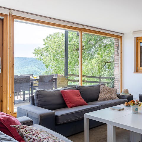Take in the stunning Catalonian coutryside view from the living room