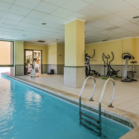 Get your sweat on in the residents only gym or swim in and outside in the heated communal  pool 
