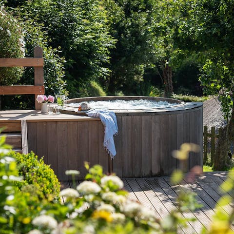 Retreat to the hot tub after a long ramble through the scenic countryside