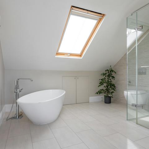 Treat yourself to a soak in the freestanding tub after a day of sightseeing