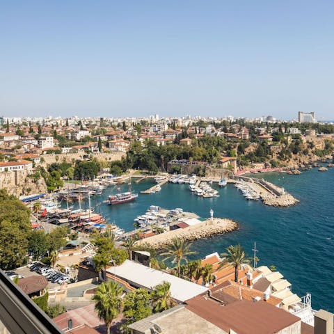 Enjoy stunning views of the sea and Antalya from the balcony 
