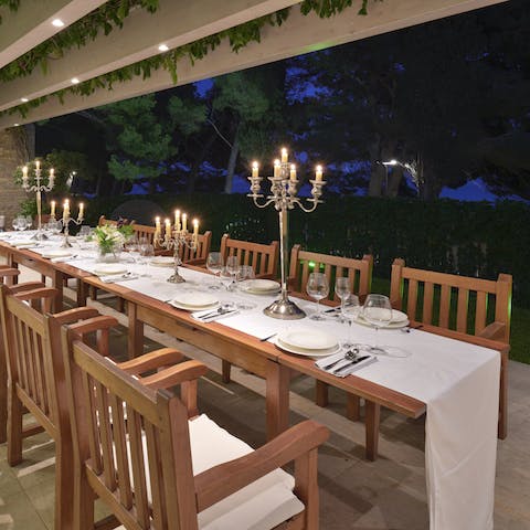Dine al-fresco with a candlelight dinner on the terrace