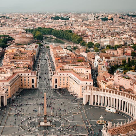 Walk ten minutes to reach St Peter's Basilica and the endless museums of The Vatican