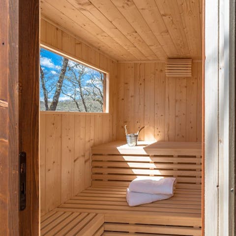 Unwind in the private sauna after exploring Tuscany