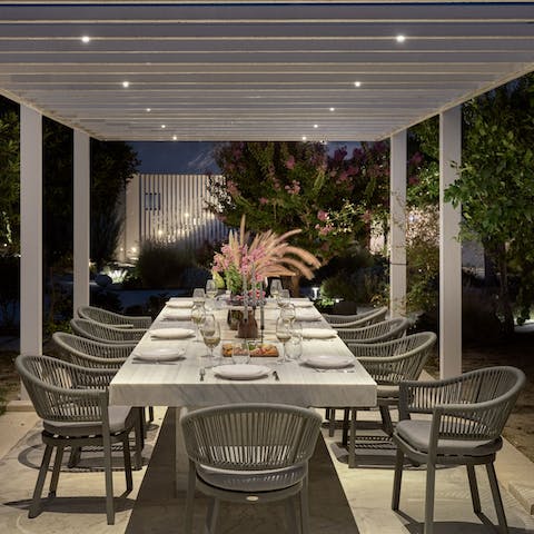 Gather for twilight suppers on the covered terrace
