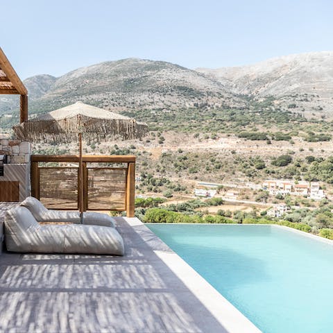 Soak up some sun on the outdoor loungers or while taking dips in the private infinity pool
