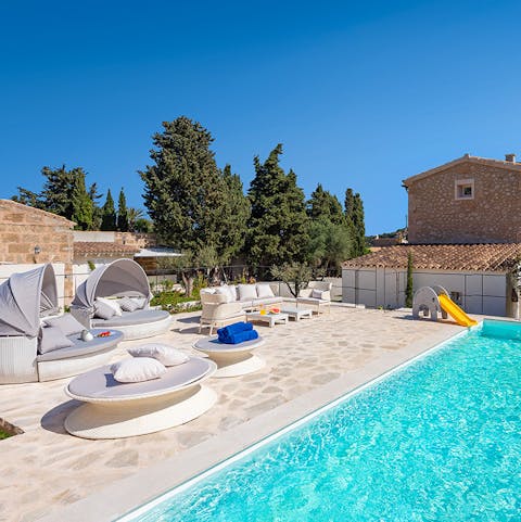 Escape the Mallorcan heat in the private pool, or sink into heated waters in the colder months