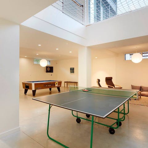Play pool or table tennis in the games room
