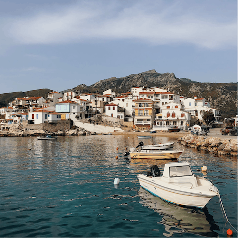 Drive to Samos' picturesque port in less than fifteen minutes