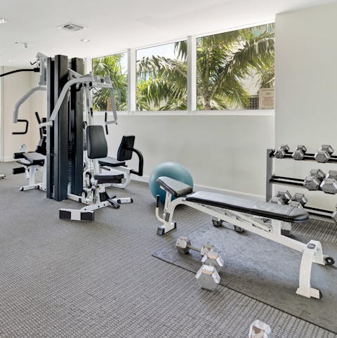 Head to the on-site gym for a morning workout