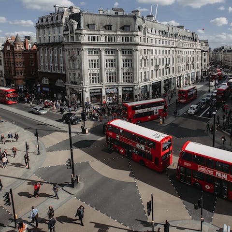 Venture out to London's iconic Oxford Street for a day of retail therapy, twenty-five minutes away by car