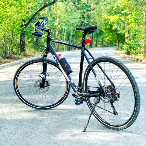 Plan a bike ride for two, using the bikes that are waiting here for you to use