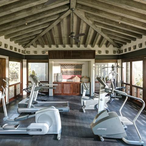 Work out in luxury in the fitness room