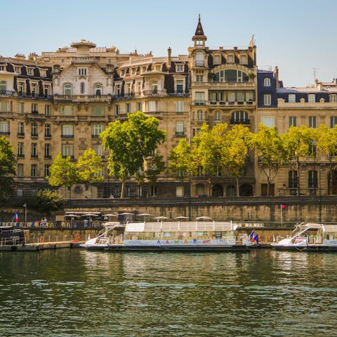 Have a stroll over to the nearby River Seine at sunset