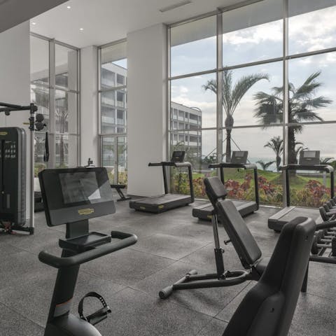 Maintain your daily fitness routine in the communal gym