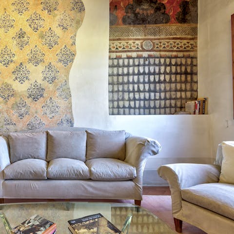 Swoon over the characterful frescoes and old-world charm inside