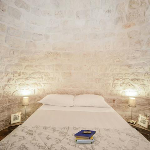 Retire to the conical-roofed mezzanine bedroom to get your beauty sleep