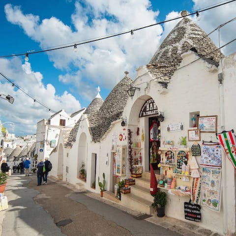 Stay in the trullo-filled town of Alberobello, with shops and restaurants on your doorstep