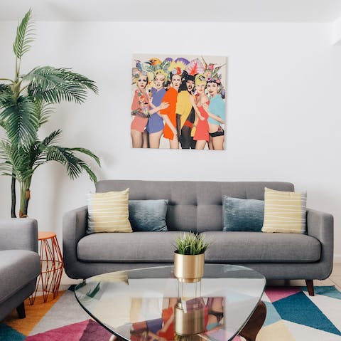 Kick back in the comfortable living area for movie nights at home