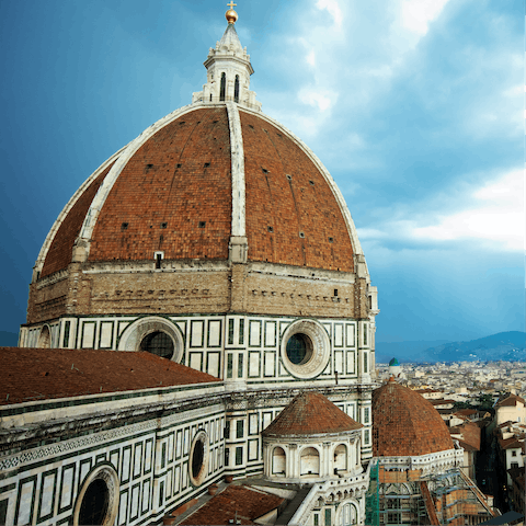 Visit the iconic Cathedral of Santa Maria del Fiore, a ten-minute walk away