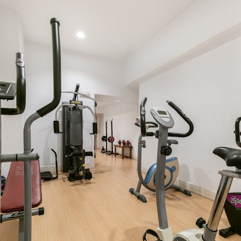 Stay on top of your fitness with a workout in the on-site gym