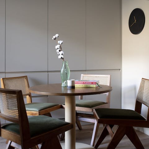 Sit down for a home-made meal in the chic dining area