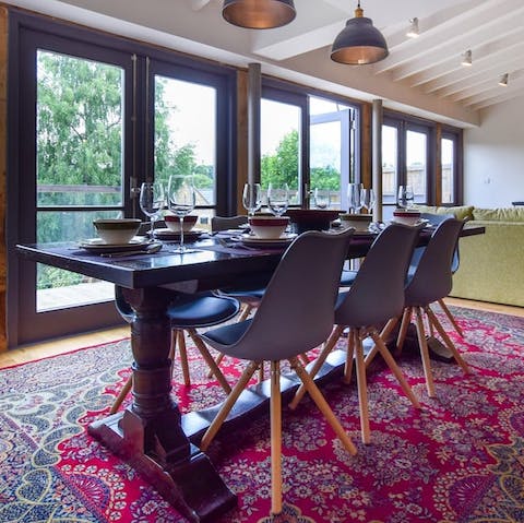 Dine in style in this light-filled dining space