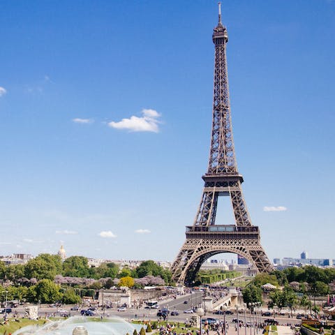 Cross the Seine and visit the Eiffel Tower in under twenty minutes
