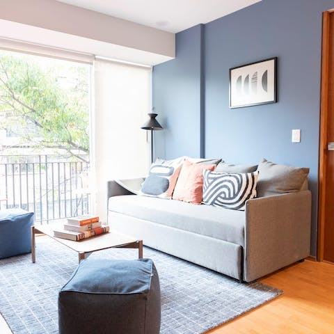 Relax after a busy day with natural light streaming in