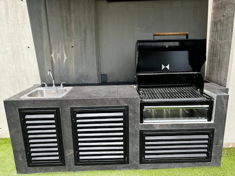 Fire up the barbecue on the shared terrace for alfresco dinners