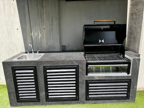 Fire up the barbecue on the shared terrace for alfresco dinners