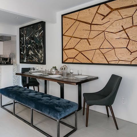 Enjoy a meal surrounded by abstract art