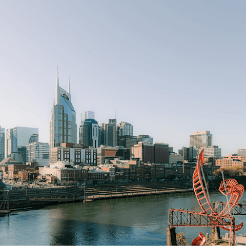 Take a stroll along the Cumberland River, a five-minute walk from your building