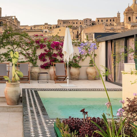 Plunge into the private pool after exploring the sights of Noto