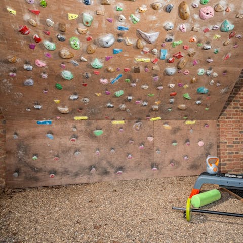Have a go at the climbing wall and work up an appetite 