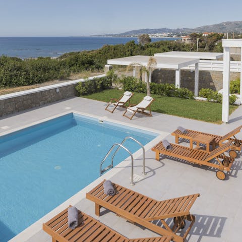 Lounge in the Greek sunshine and cool off in your private pool